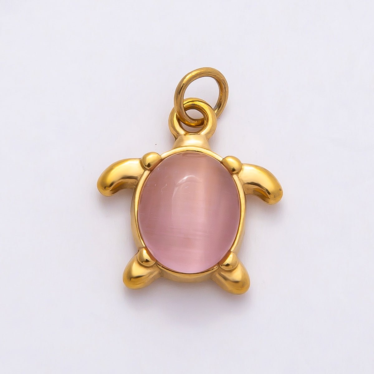 PVD Stainless Steel 17mm Colorful Cat Eye Stone Cabochon Ocean Sea Turtle Charm | Charms - 00772 - Charms - 00774 - DLUXCA