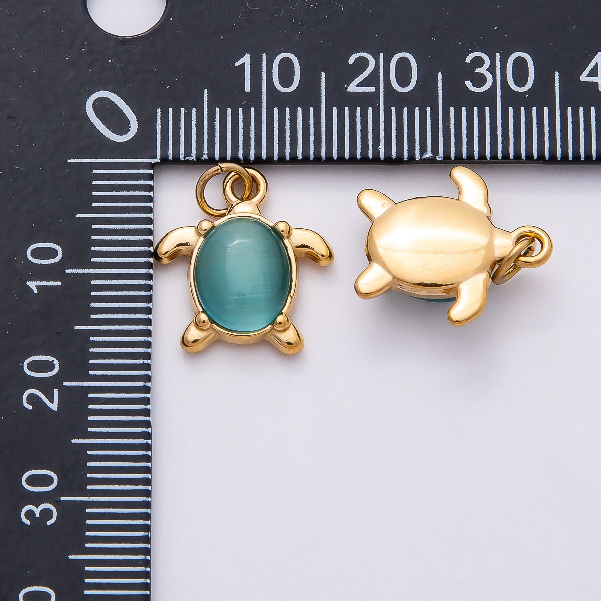 PVD Stainless Steel 17mm Colorful Cat Eye Stone Cabochon Ocean Sea Turtle Charm | Charms - 00772 - Charms - 00774 - DLUXCA