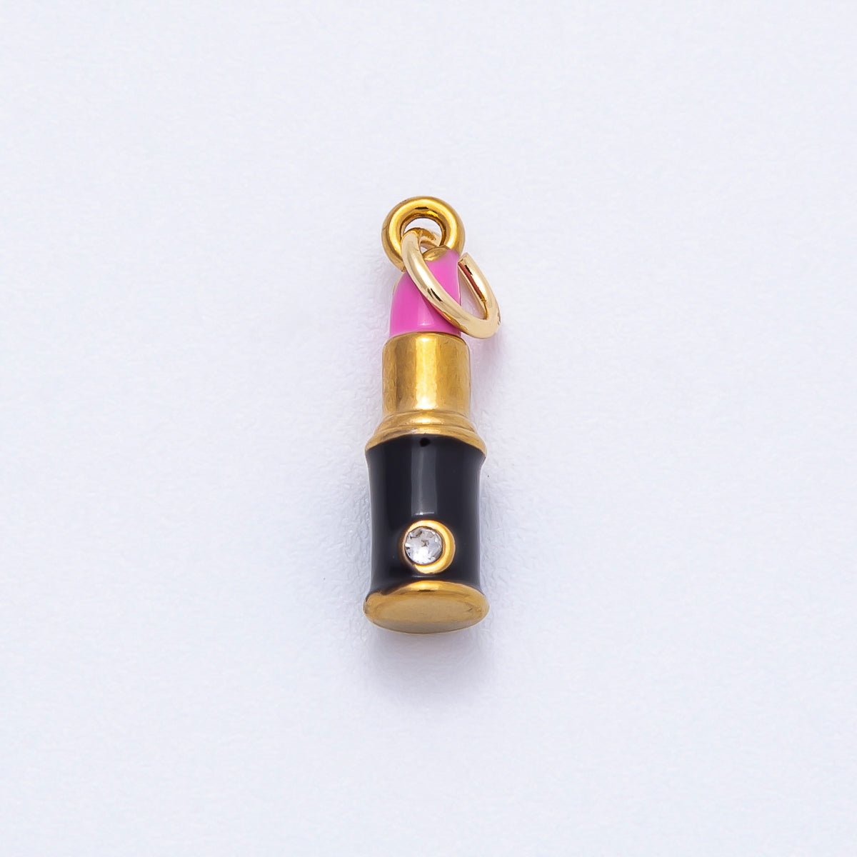 PVD Stainless Steel 17mm Pink Lipstick Enamel Charm | Charms - 00715 - DLUXCA