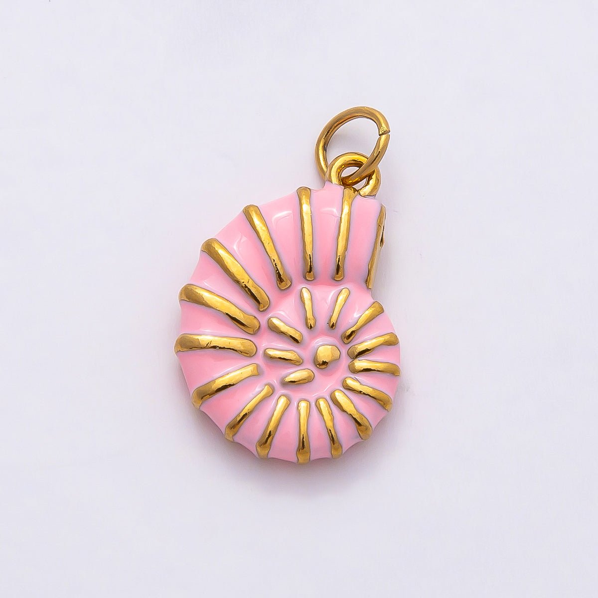 PVD Stainless Steel 19mm Pink Enamel Conch Sea Shell Charm | Charms - 00798 - DLUXCA