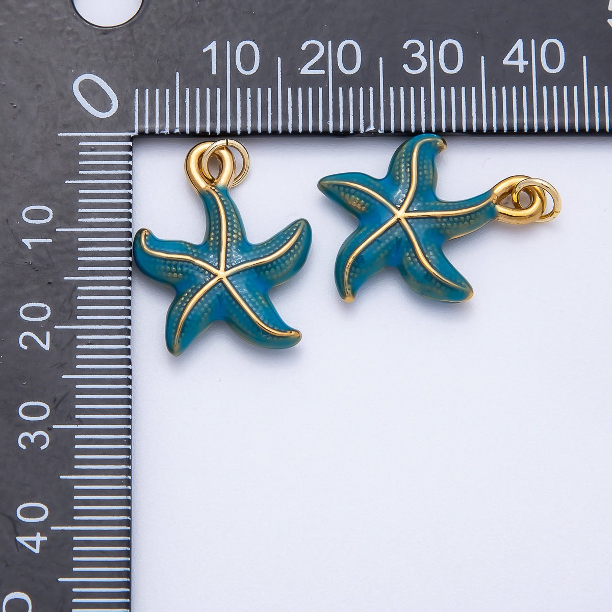 PVD Stainless Steel 22mm Blue Ocean Starfish Enamel Charm | Charms - 00704 - DLUXCA