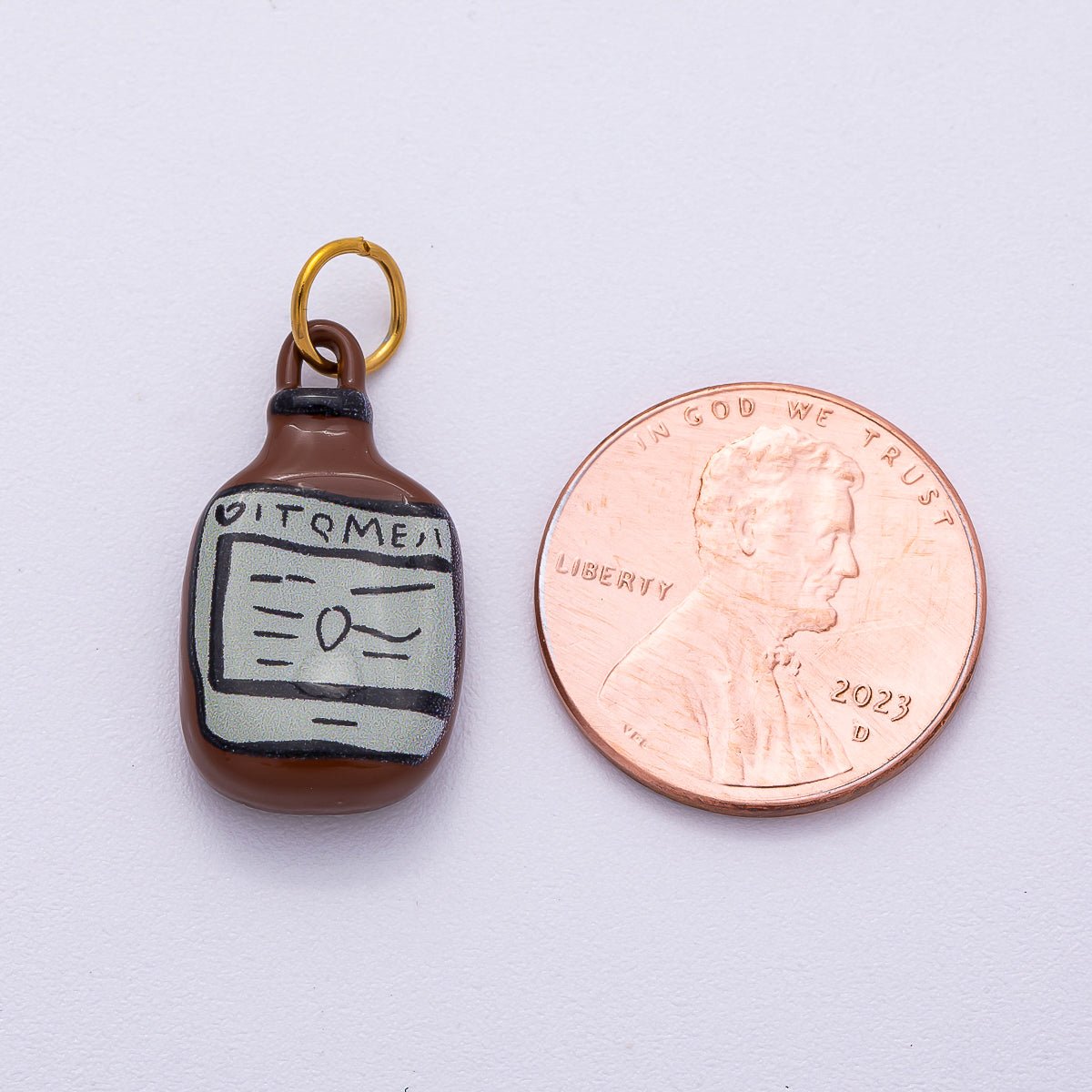 PVD Stainless Steel 22mm Brown Soda Bottle Enamel Charm | Charms - 00505 - DLUXCA
