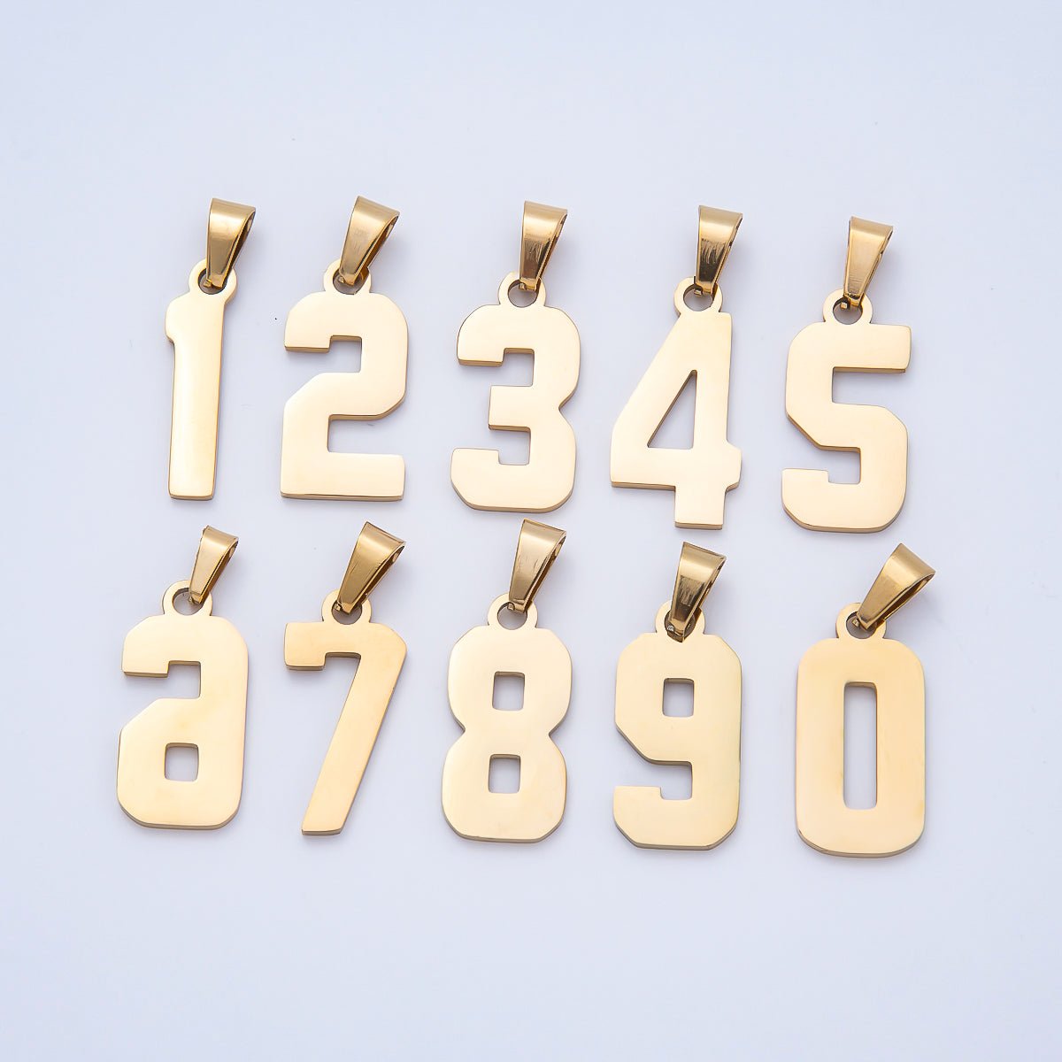PVD Stainless Steel 23mm Sport Jersey Varsity Number Pendant | Charms-00981 ~ Charms-00990 - DLUXCA