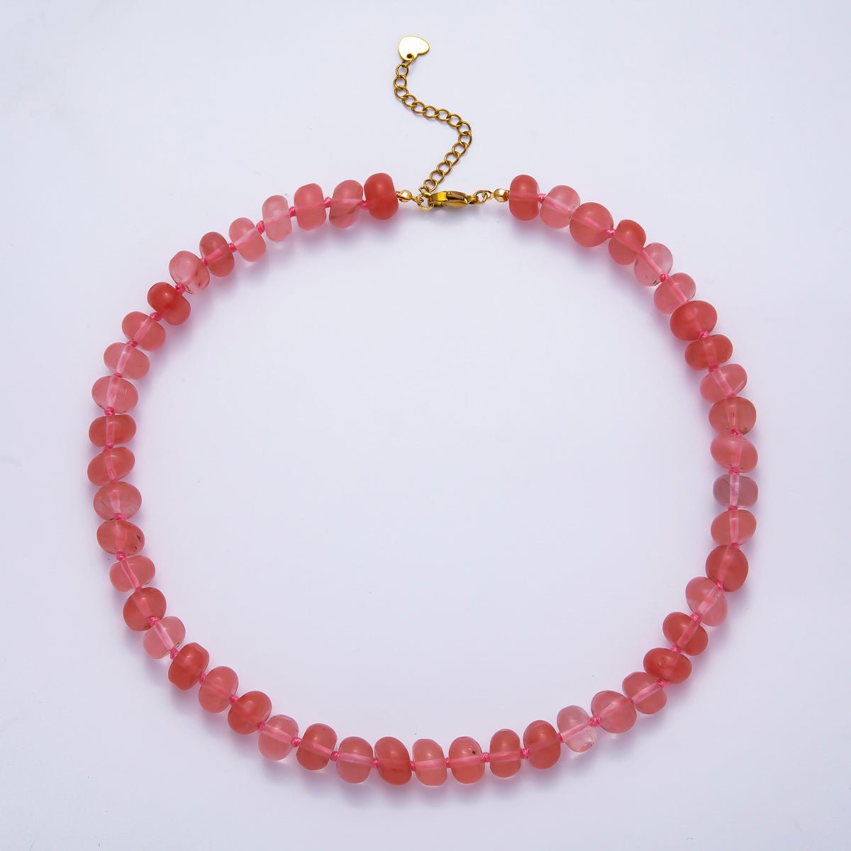 PVD Stainless Steel Natural Gemstone Rondelle Bead 17 Inch Necklace w Extender | WA - 04351 - WA - 04361 - DLUXCA