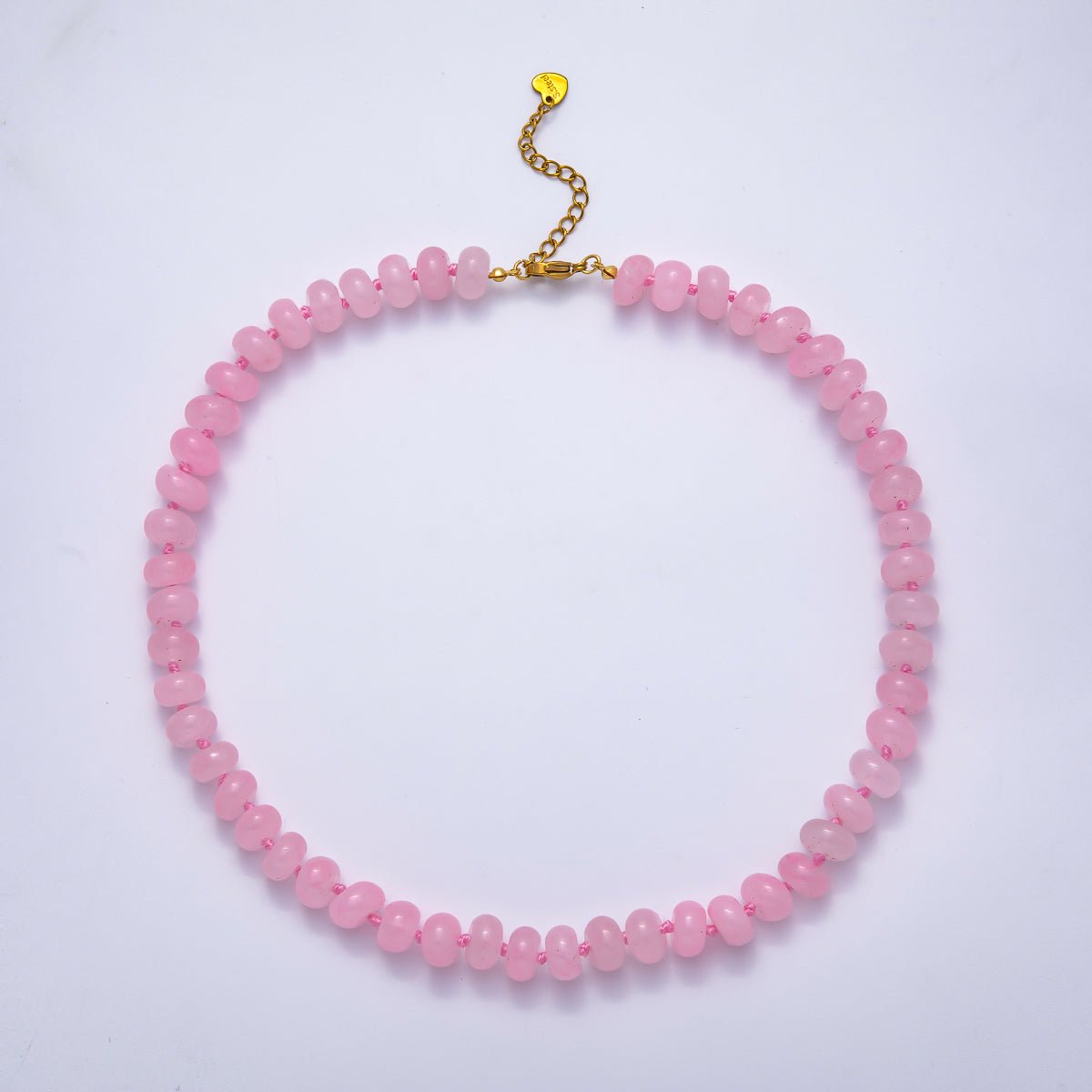 PVD Stainless Steel Natural Gemstone Rondelle Bead 17 Inch Necklace w Extender | WA - 04351 - WA - 04361 - DLUXCA