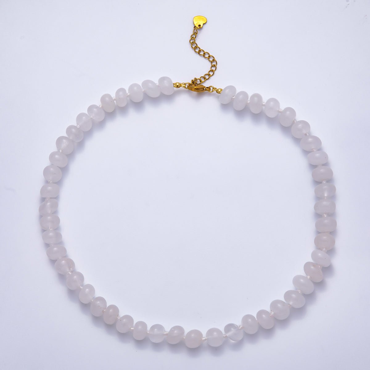 PVD Stainless Steel Natural Gemstone Rondelle Bead 17 Inch Necklace w Extender | WA - 04351 - WA - 04361 - DLUXCA