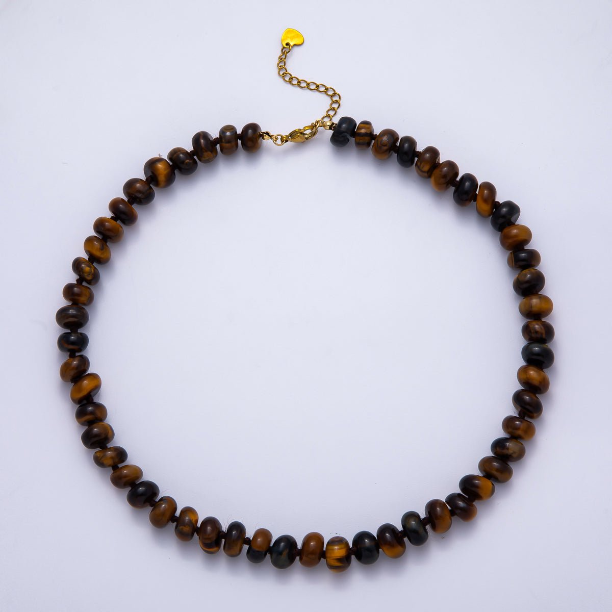 PVD Stainless Steel Natural Gemstone Rondelle Bead 17 Inch Necklace w Extender | WA - 04351 - WA - 04361 - DLUXCA