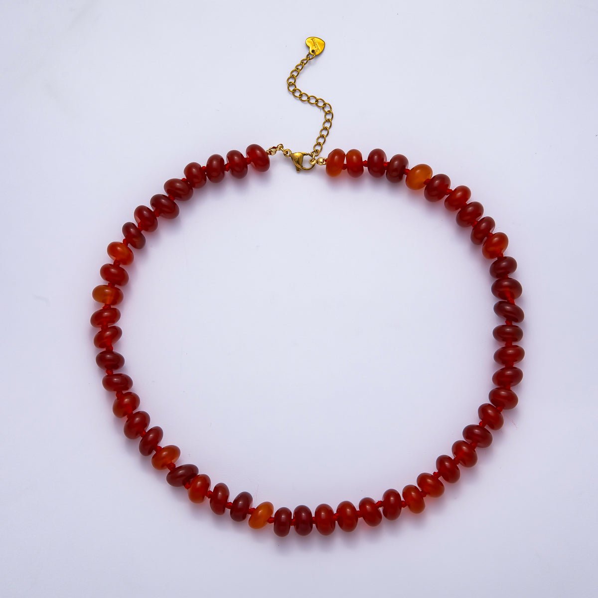 PVD Stainless Steel Natural Gemstone Rondelle Bead 17 Inch Necklace w Extender | WA - 04351 - WA - 04361 - DLUXCA