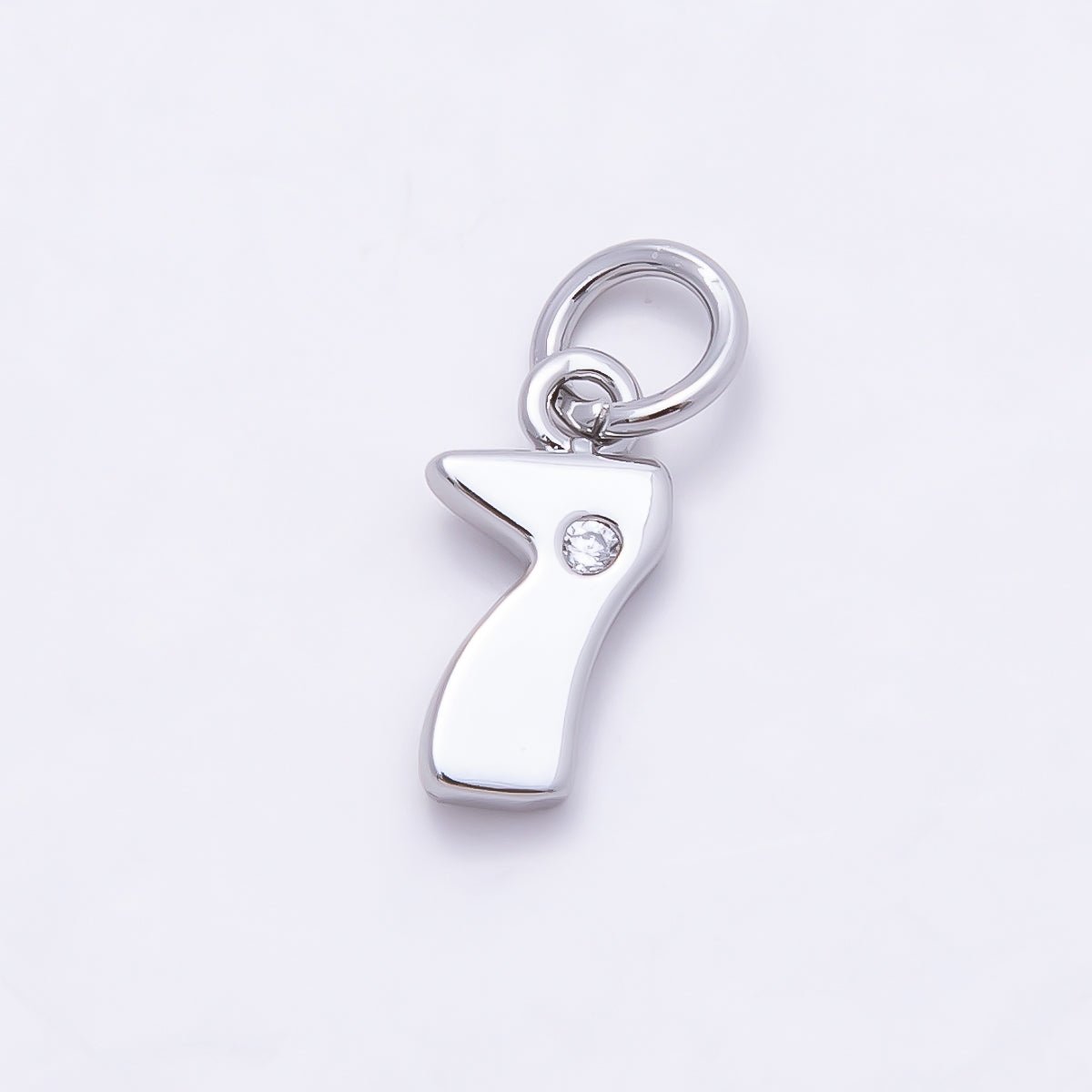 Rhodium Plated 10mm Clear CZ Geometric Number Numerology Charm | Charms-00898 ~ Charms-00907 - DLUXCA