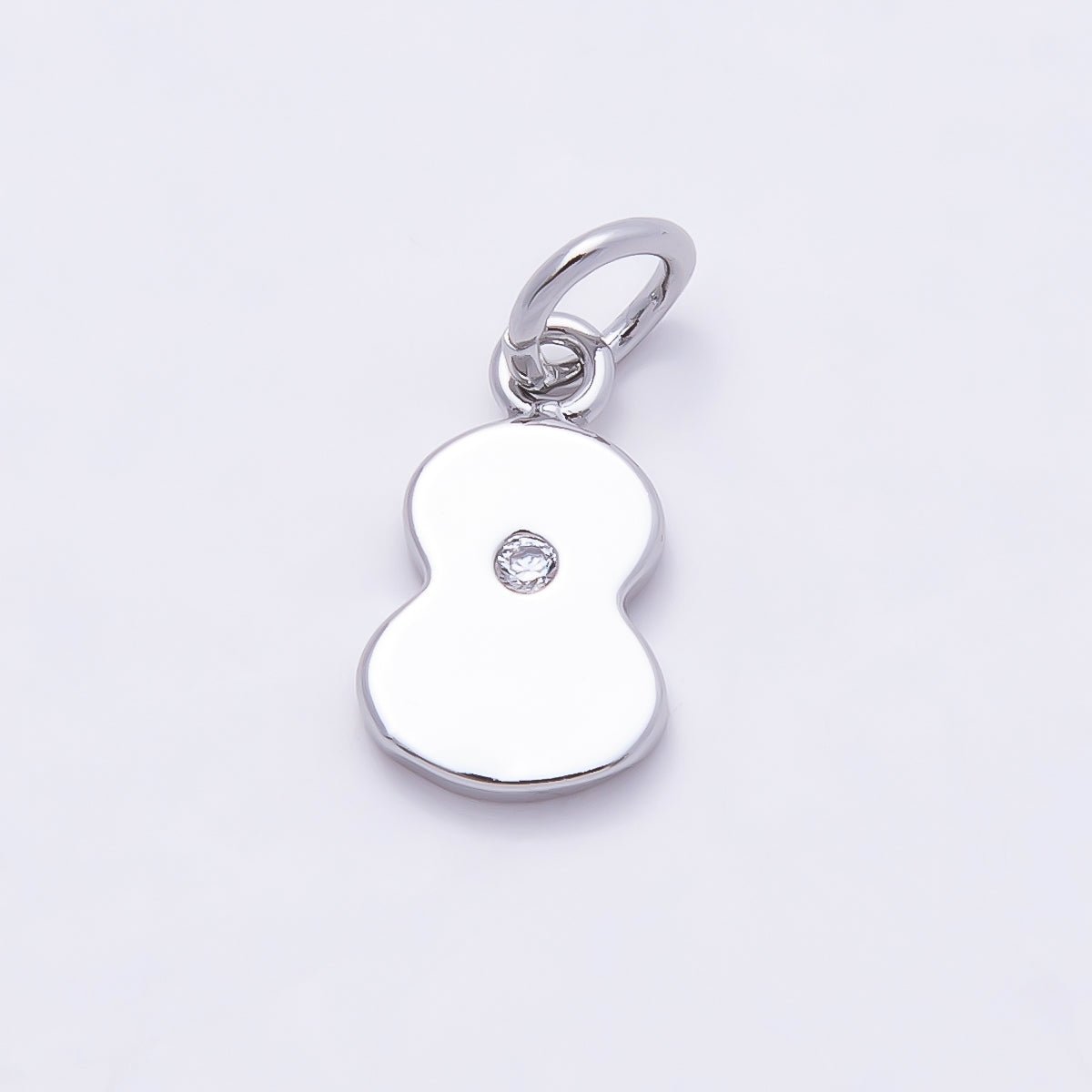 Rhodium Plated 10mm Clear CZ Geometric Number Numerology Charm | Charms-00898 ~ Charms-00907 - DLUXCA