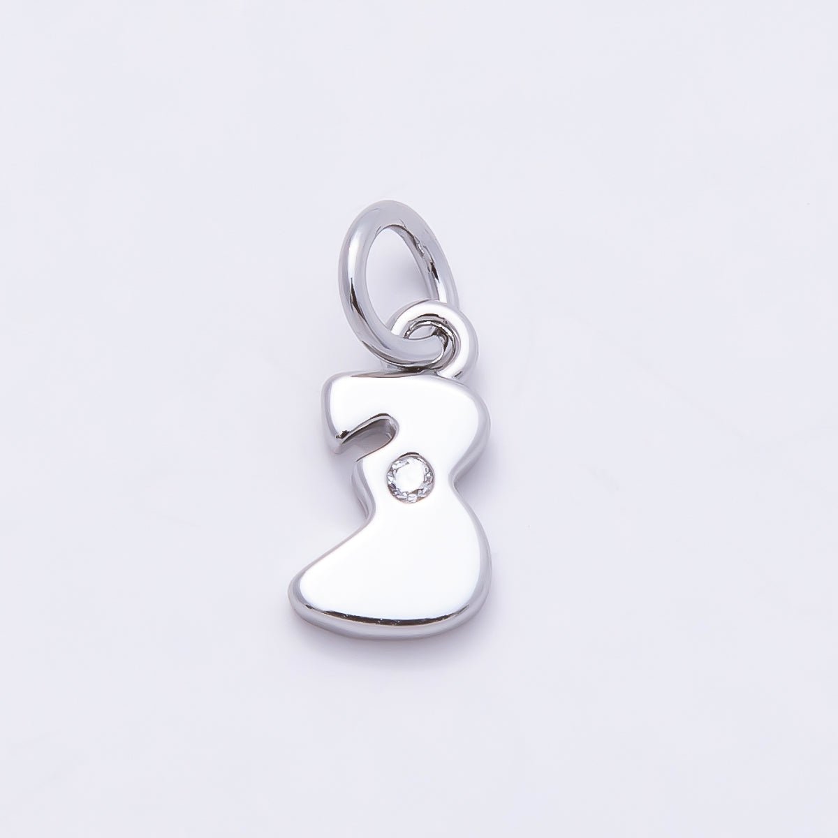 Rhodium Plated 10mm Clear CZ Geometric Number Numerology Charm | Charms-00898 ~ Charms-00907 - DLUXCA