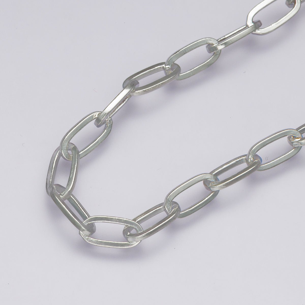 Rhodium Plated 4.6mm Minimalist Paperclip Unfinished Chain by Yard | Roll - 01862 - DLUXCA