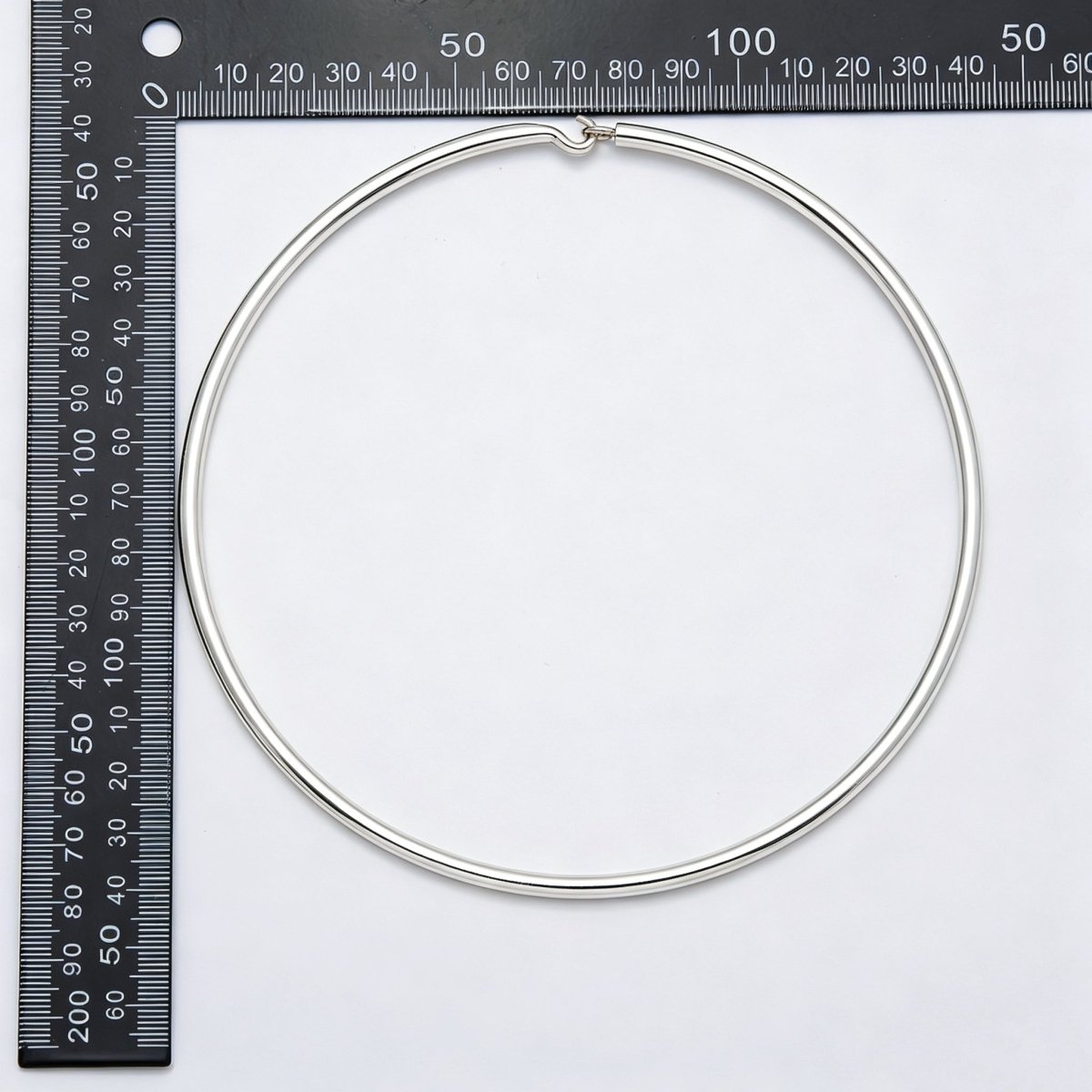 Rhodium Plated 4mm Minimalist Thick Wide Tube Torque Choker Floating Collar Necklace | WA-04598 - DLUXCA