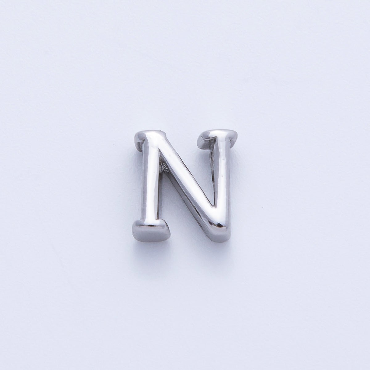 Rhodium Plated 8.5mm Minimalist Greek Initial Alphabet Letter Personalized Bead | AF248 - AF259 - DLUXCA