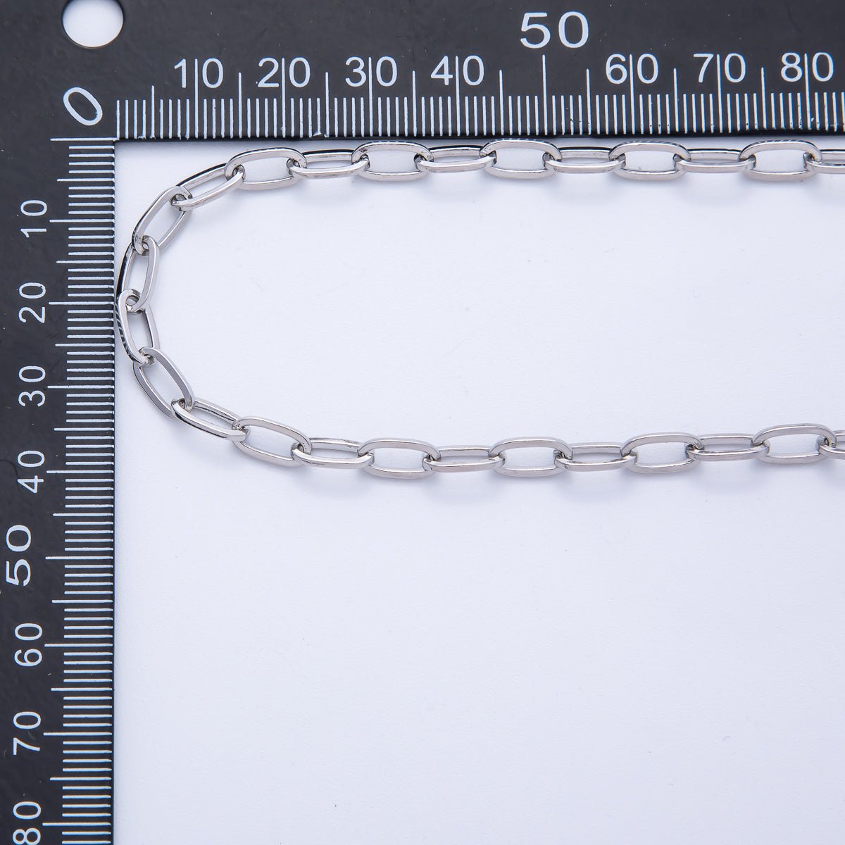 Rhodium Plated 9.5mm x 4.7mm Minimalist Paperclip Unfinished Chain by Yard | Roll - 01846 - DLUXCA