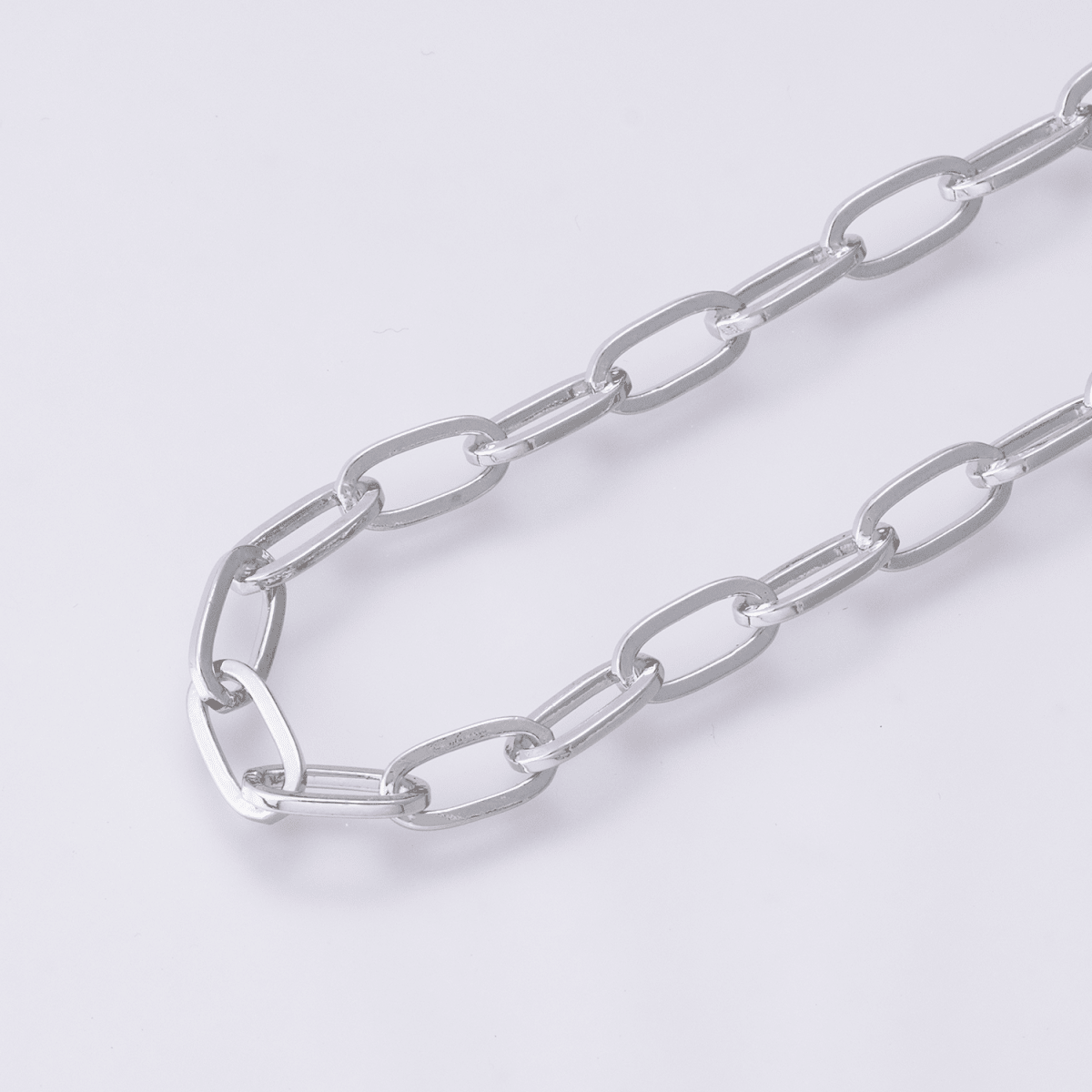 Rhodium Plated 9.5mm x 4.7mm Minimalist Paperclip Unfinished Chain by Yard | Roll - 01851 - DLUXCA