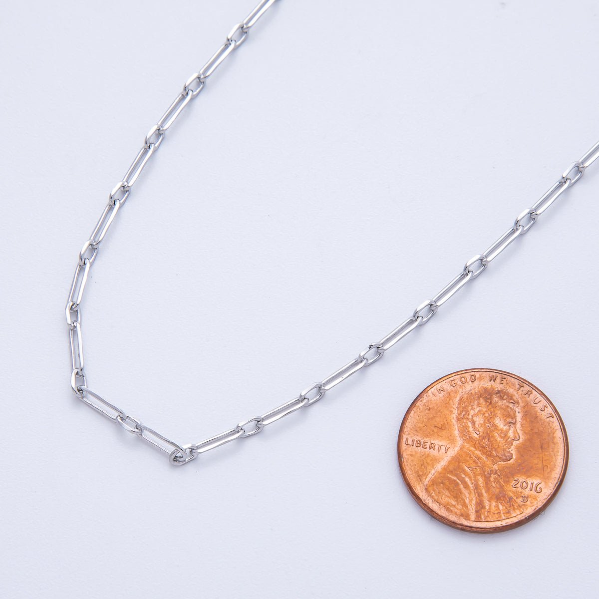 Rhodium Plated 9mm Dainty Paperclip Link Unfinished Chain by Yard | Roll - 01840 - DLUXCA