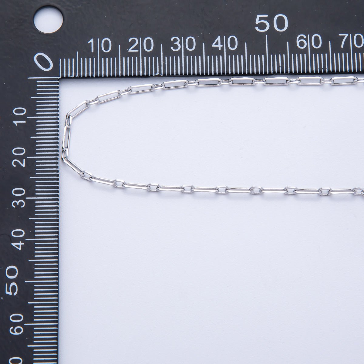 Rhodium Plated 9mm Dainty Paperclip Link Unfinished Chain by Yard | Roll - 01840 - DLUXCA
