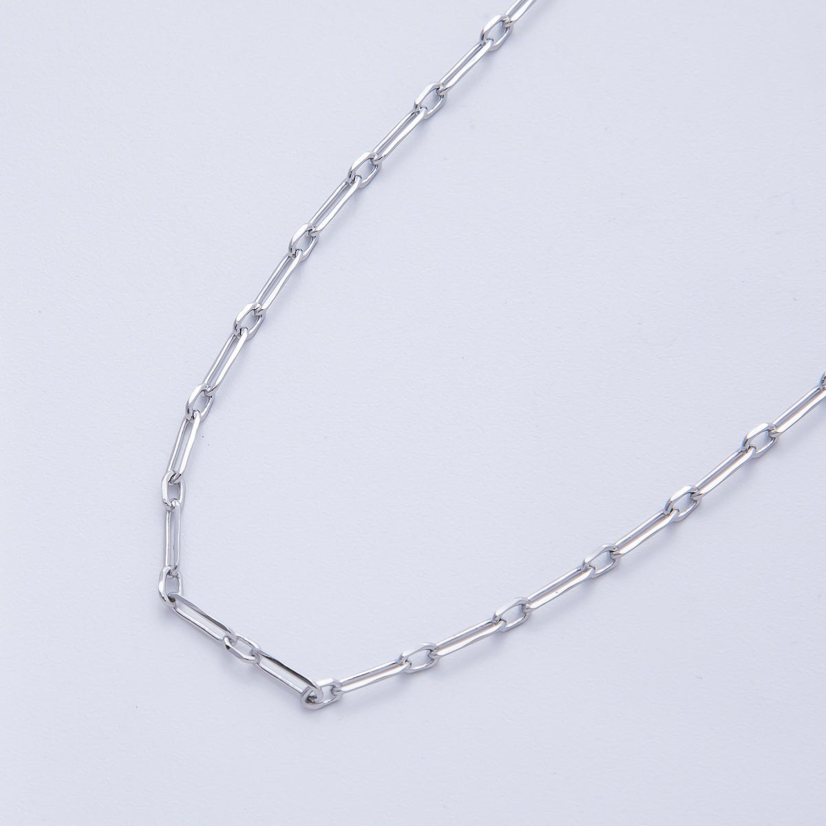 Rhodium Plated 9mm Dainty Paperclip Link Unfinished Chain by Yard | Roll - 01840 - DLUXCA