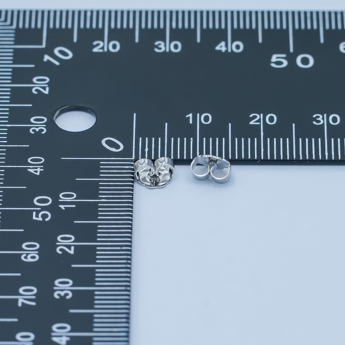 Rhodium Plated Minimalist Ear Backing Set | Z1144 - DLUXCA