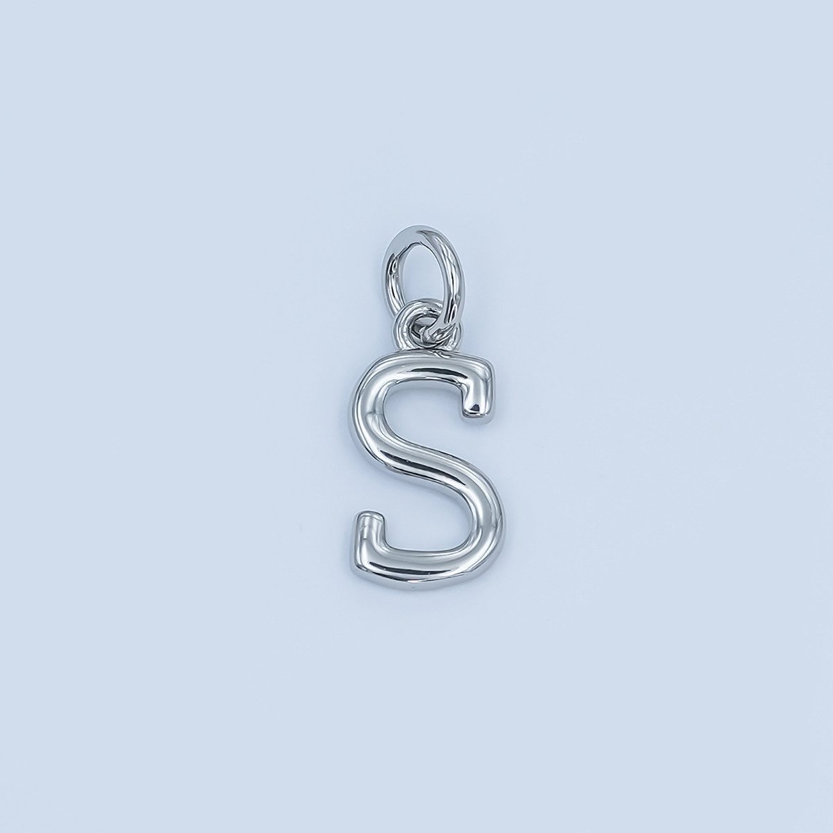 Rhodium Plated Minimalist Initial Letter Charm | A141 - A153 - DLUXCA