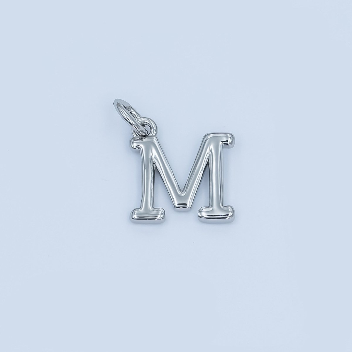 Rhodium Plated Minimalist Initial Letter Charm | A141 - A153 - DLUXCA