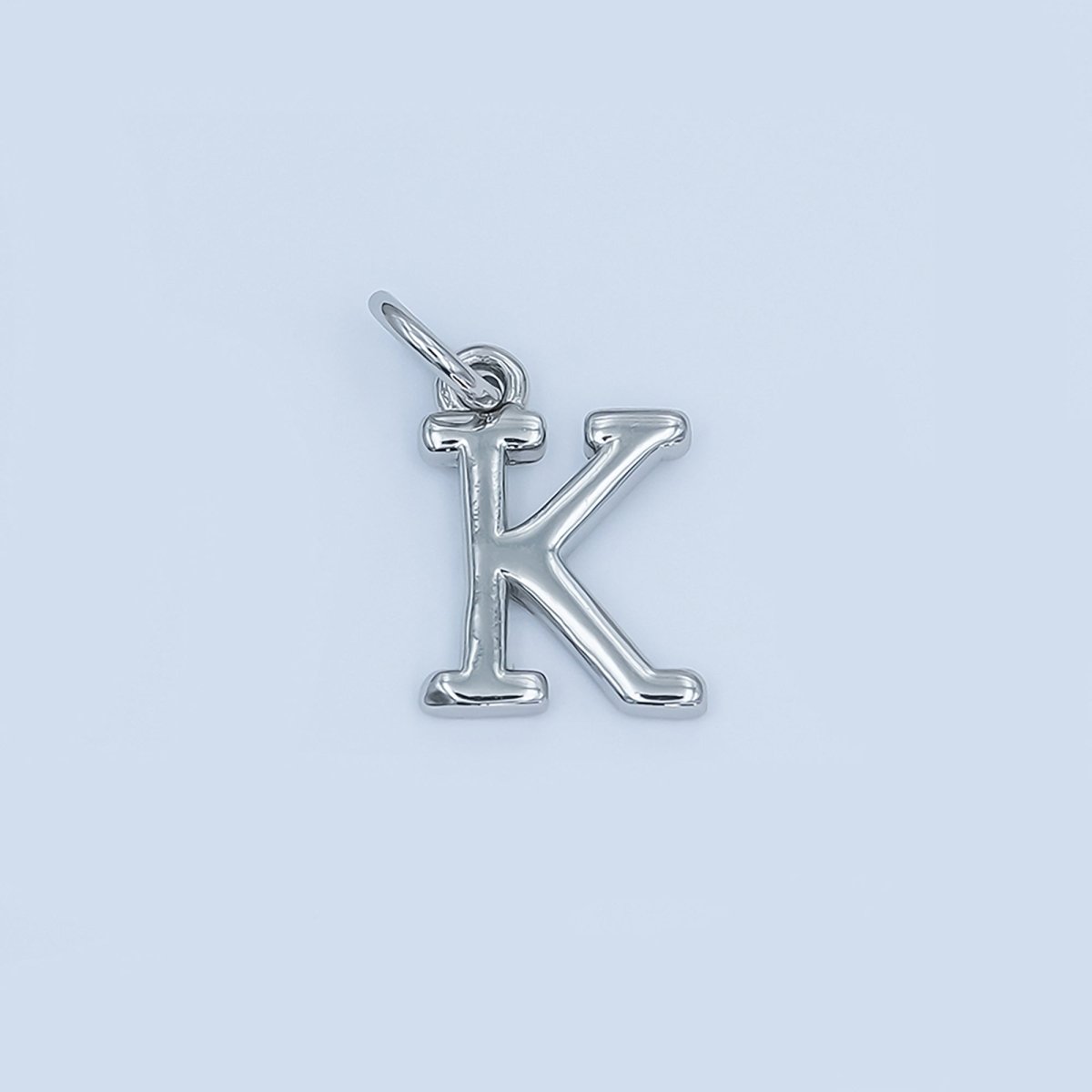 Rhodium Plated Minimalist Initial Letter Charm | A141 - A153 - DLUXCA