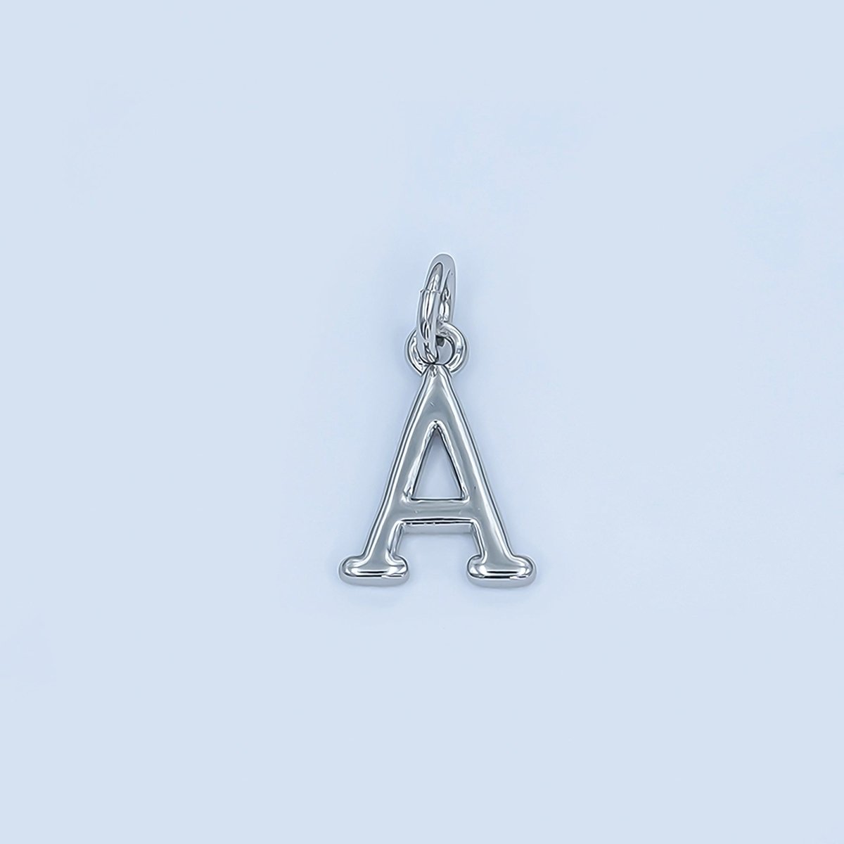Rhodium Plated Minimalist Initial Letter Charm | A141 - A153 - DLUXCA