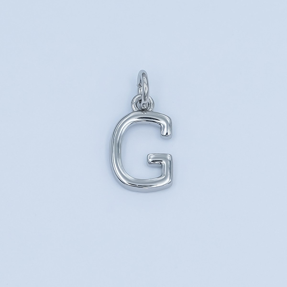 Rhodium Plated Minimalist Initial Letter Charm | A141 - A153 - DLUXCA