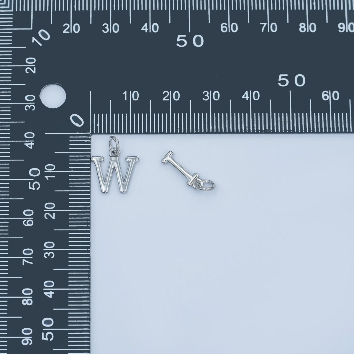 Rhodium Plated Minimalist Initial Letter Charm | A141 - A153 - DLUXCA