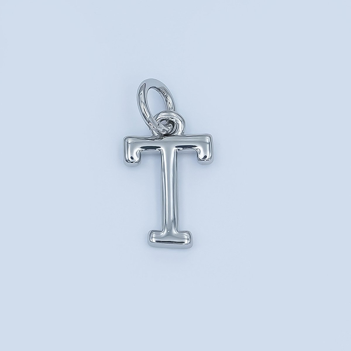 Rhodium Plated Minimalist Initial Letter Charm | A141 - A153 - DLUXCA