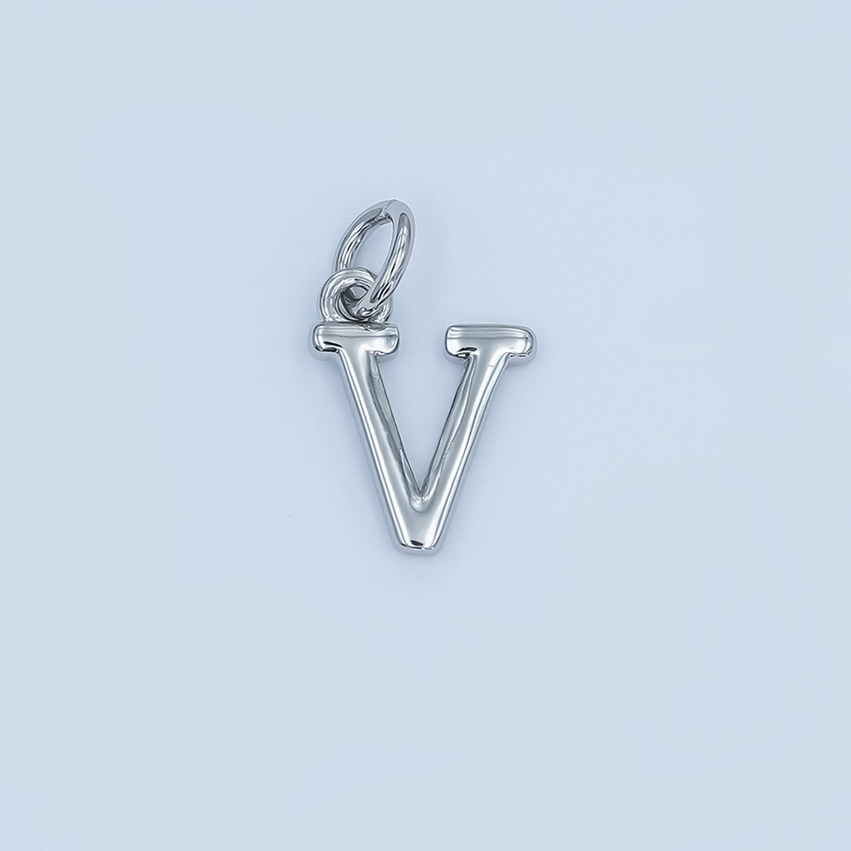 Rhodium Plated Minimalist Initial Letter Charm | A141 - A153 - DLUXCA
