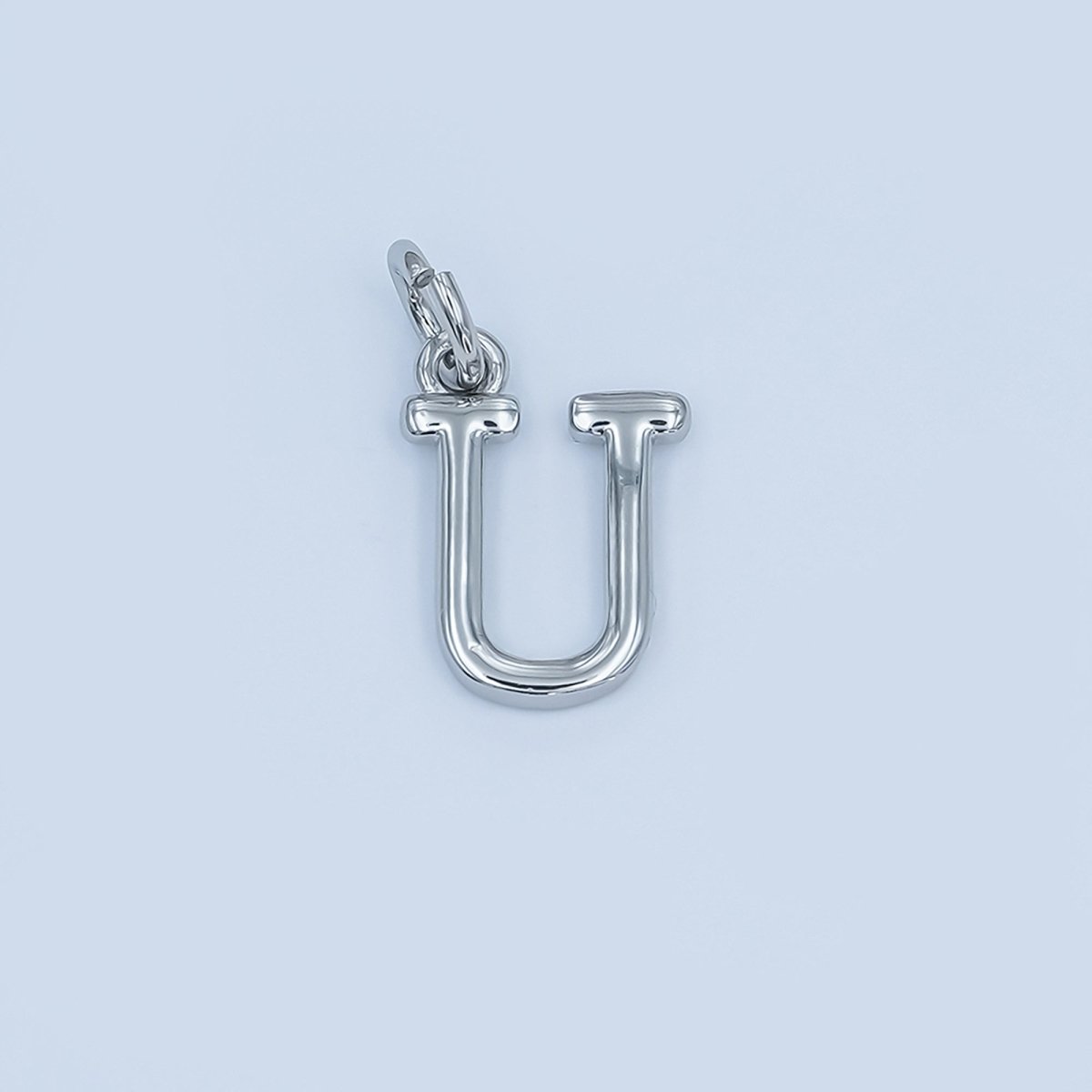 Rhodium Plated Minimalist Initial Letter Charm | A141 - A153 - DLUXCA