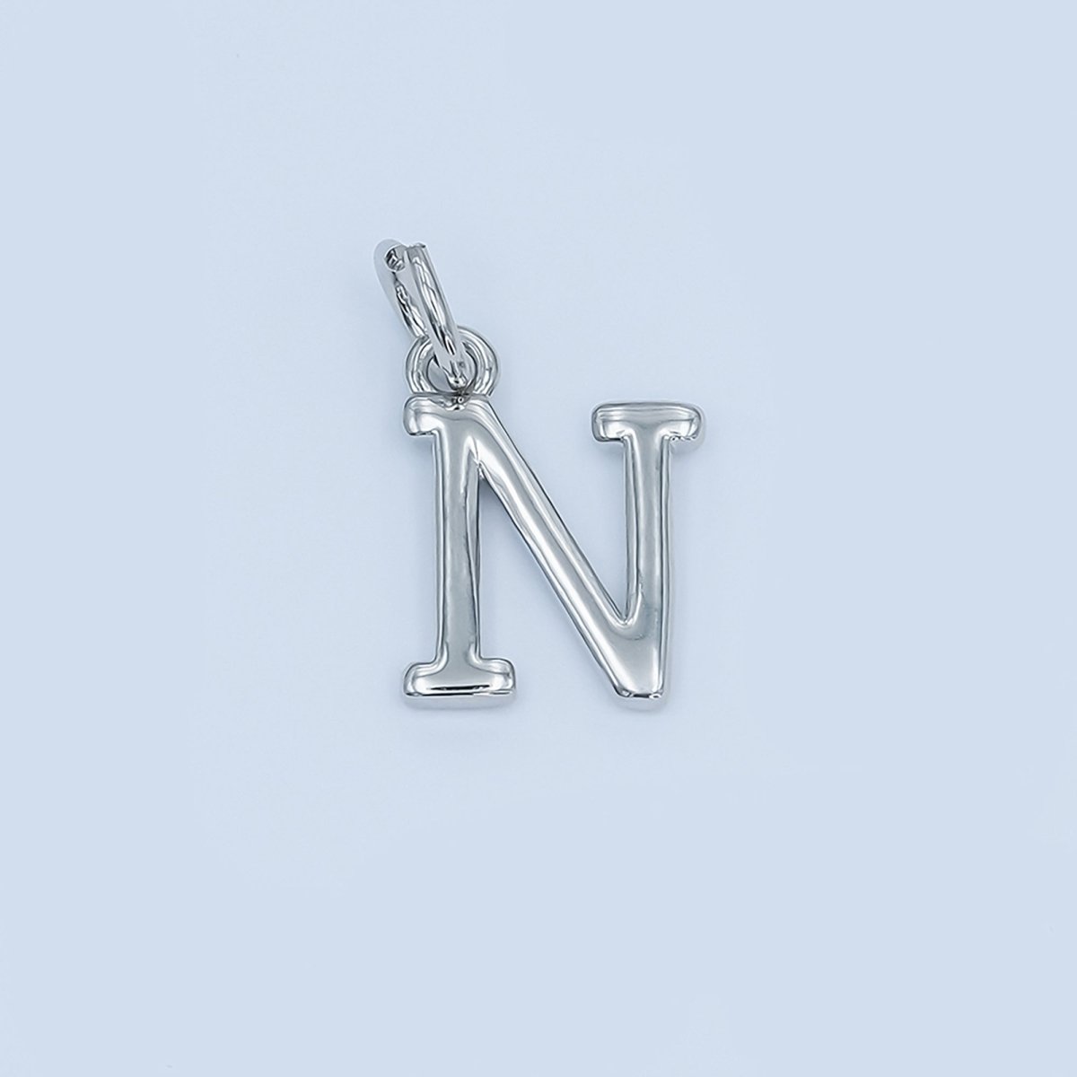 Rhodium Plated Minimalist Initial Letter Charm | A141 - A153 - DLUXCA