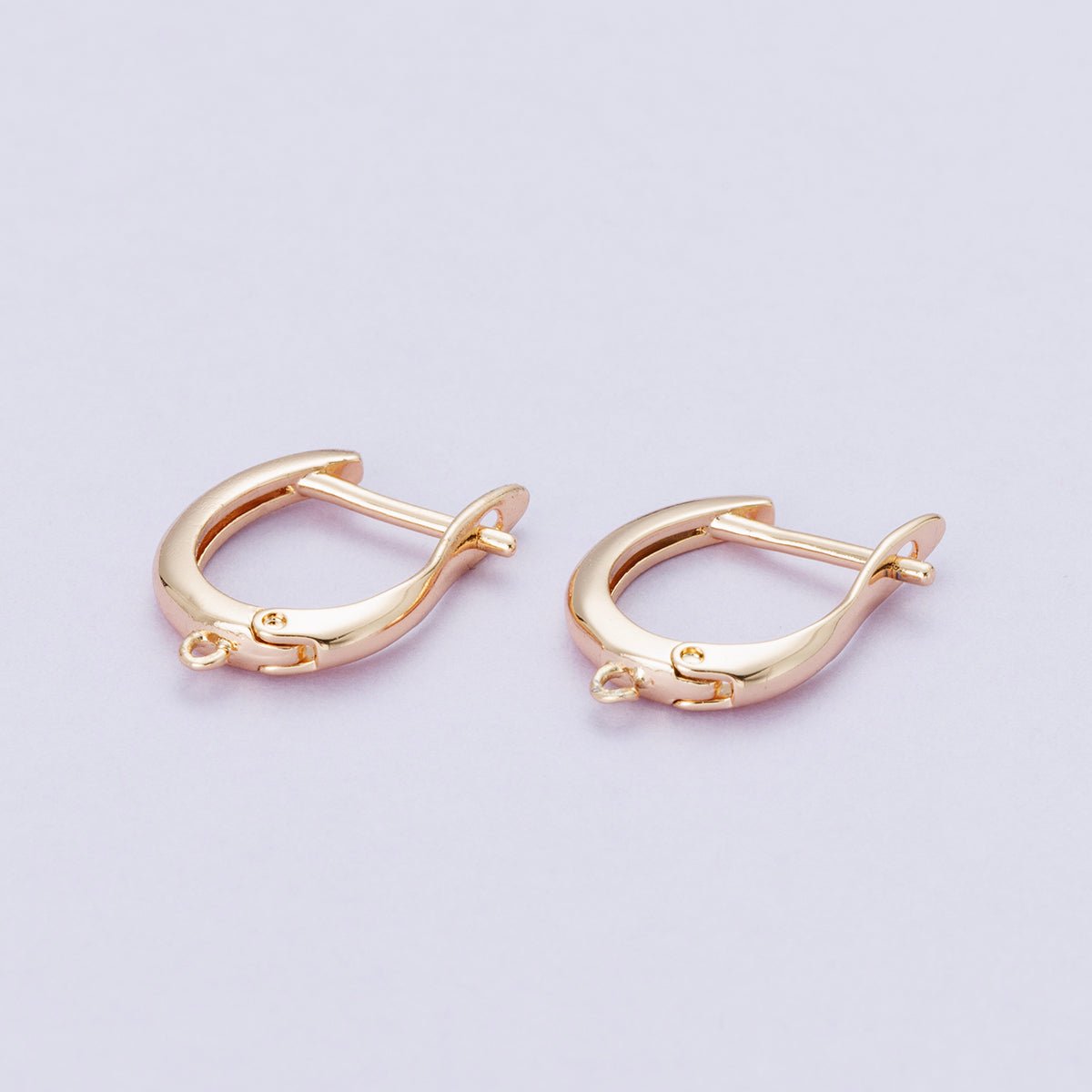 Rose Gold Filled 19.5mm Minimalist Open Loop English Lock Hoop Earrings | Findings - 00084 - DLUXCA