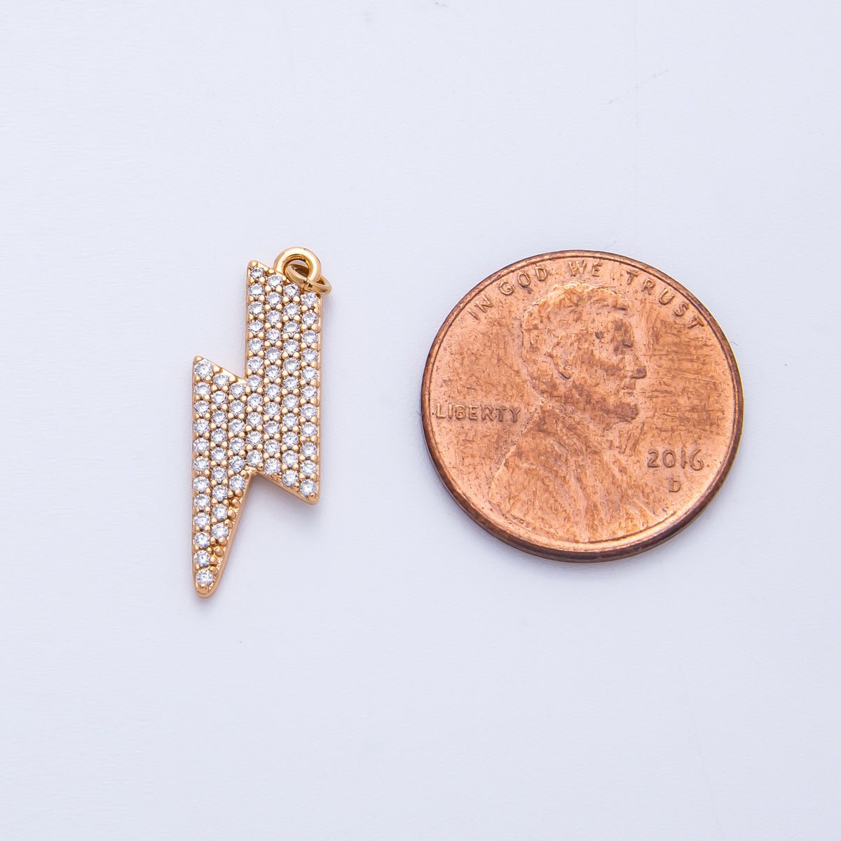 Rose Gold Filled 22mm Micro Paved CZ Lightning Bolt Charm | Charms - 00388 Charms - 00389 - DLUXCA