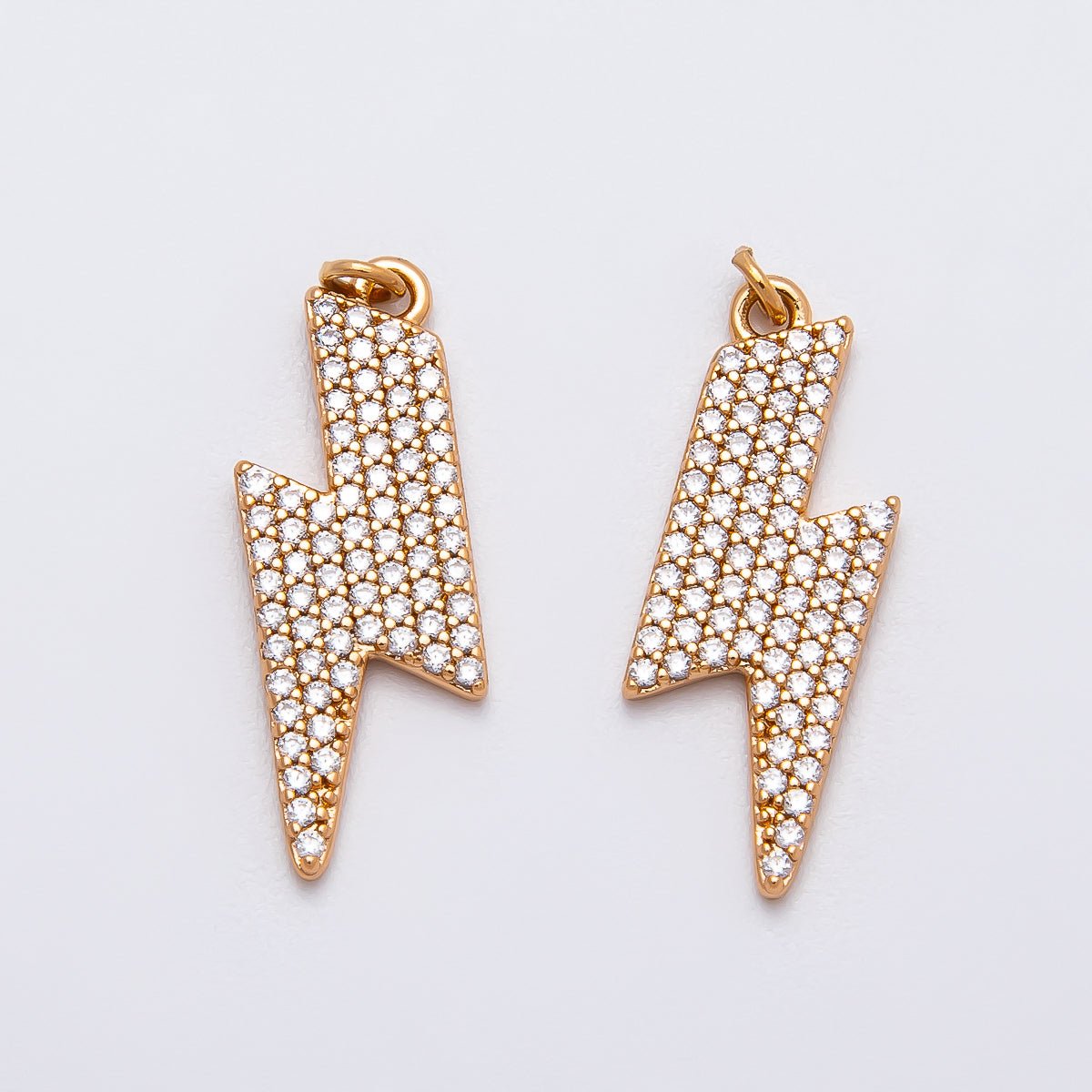 Rose Gold Filled 22mm Micro Paved CZ Lightning Bolt Charm | Charms - 00388 Charms - 00389 - DLUXCA