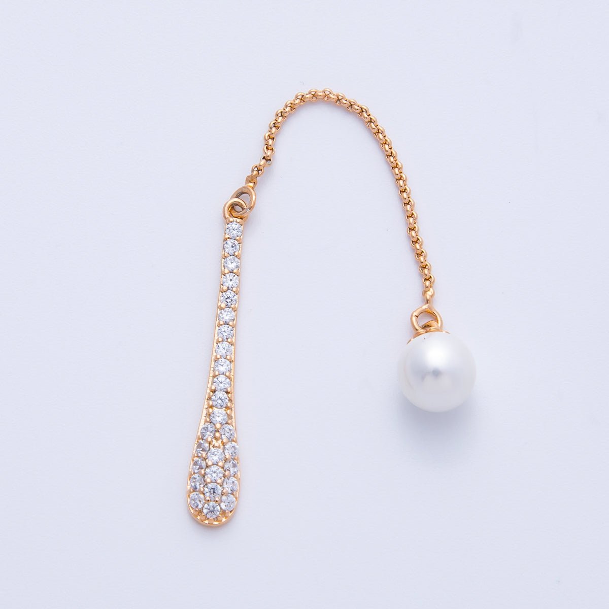Rose Gold Filled 8mm Shell Pearl Micro Paved CZ Baseball Bat Ball Findings | Findings - 00051 - DLUXCA