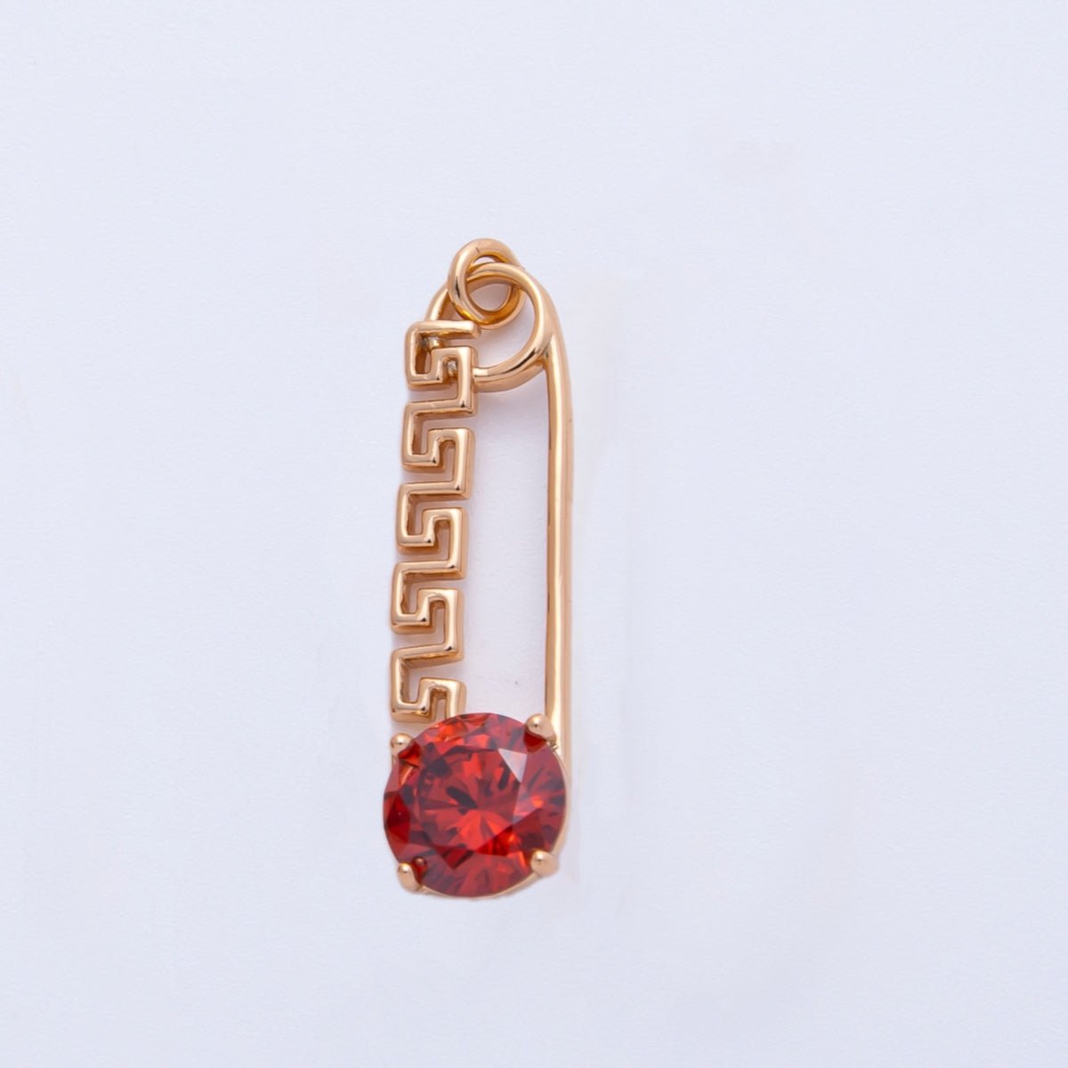 Rose Gold Red, Green, Blue, Pink, Clear CZ Geometric Safety Pin Charm | Charms - 00377 - Charms - 00386 - DLUXCA