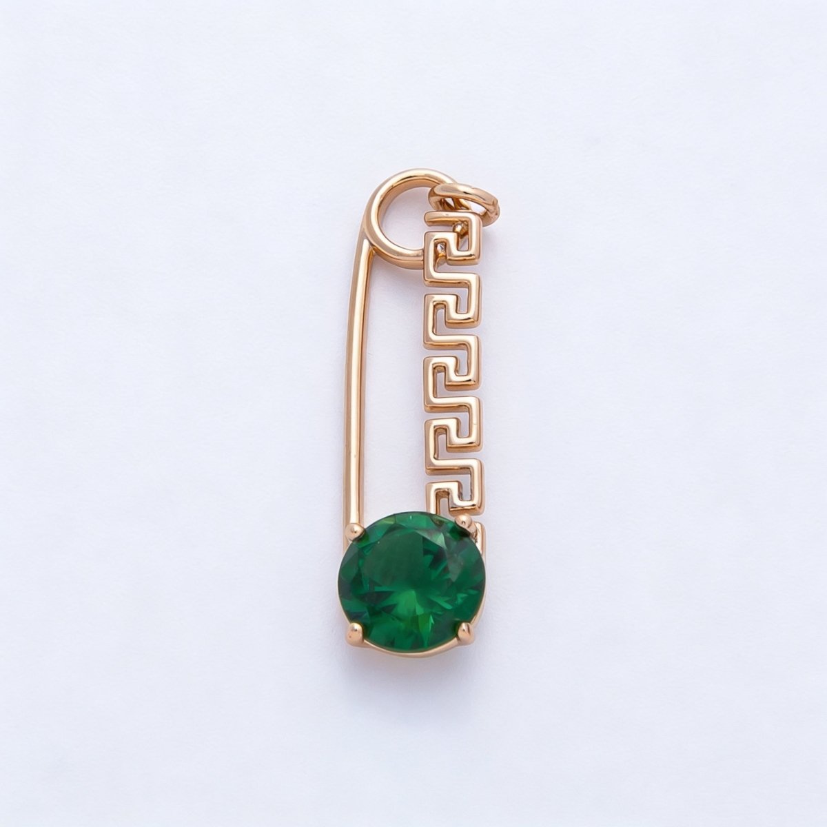 Rose Gold Red, Green, Blue, Pink, Clear CZ Geometric Safety Pin Charm | Charms - 00377 - Charms - 00386 - DLUXCA