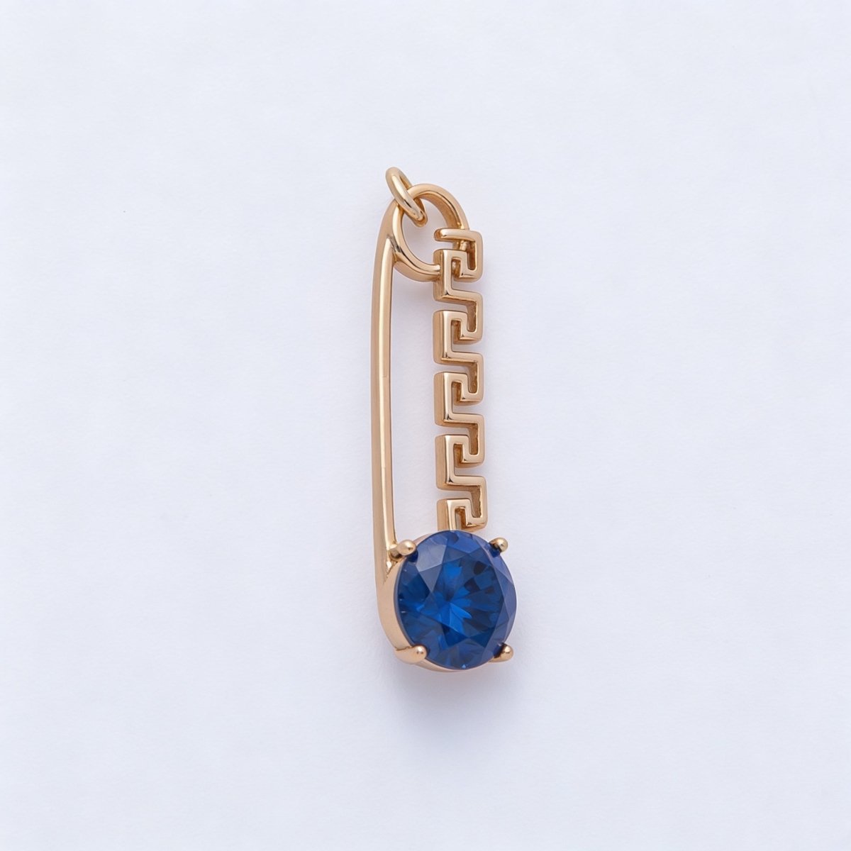 Rose Gold Red, Green, Blue, Pink, Clear CZ Geometric Safety Pin Charm | Charms - 00377 - Charms - 00386 - DLUXCA