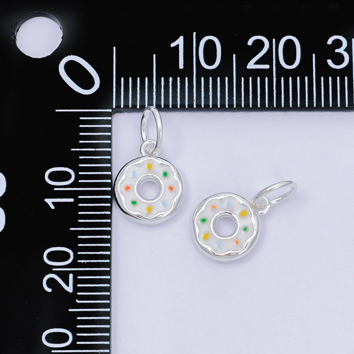S925 Sterling Silver 10.5mm Enamel Art Tasty Sweet Donut Charm | SL - 680 - DLUXCA