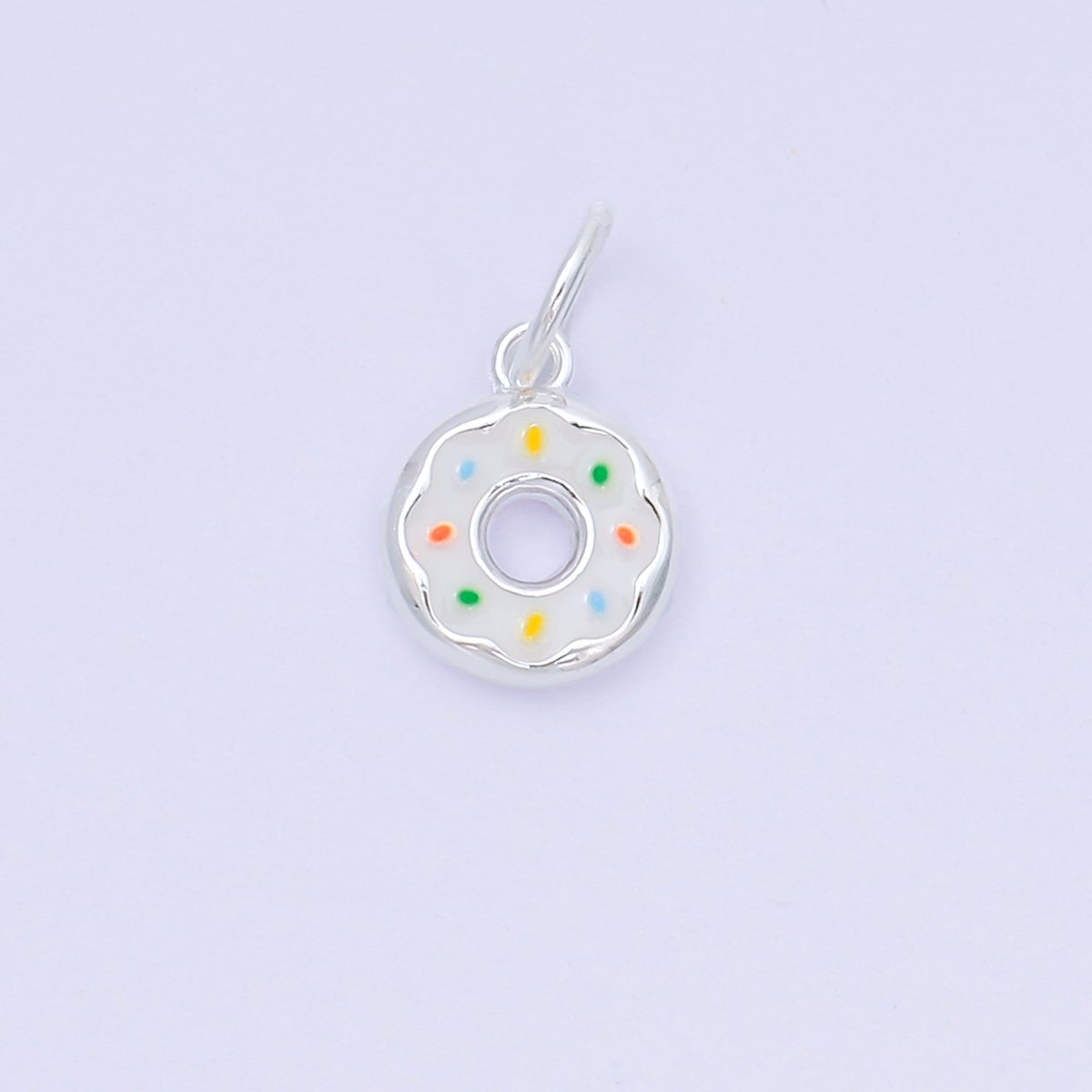 S925 Sterling Silver 10.5mm Enamel Art Tasty Sweet Donut Charm | SL - 680 - DLUXCA
