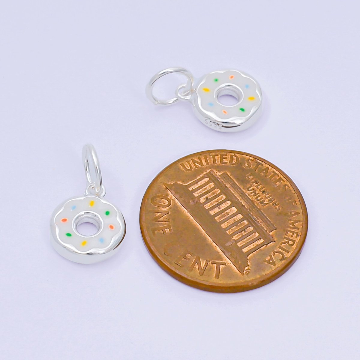 S925 Sterling Silver 10.5mm Enamel Art Tasty Sweet Donut Charm | SL - 680 - DLUXCA