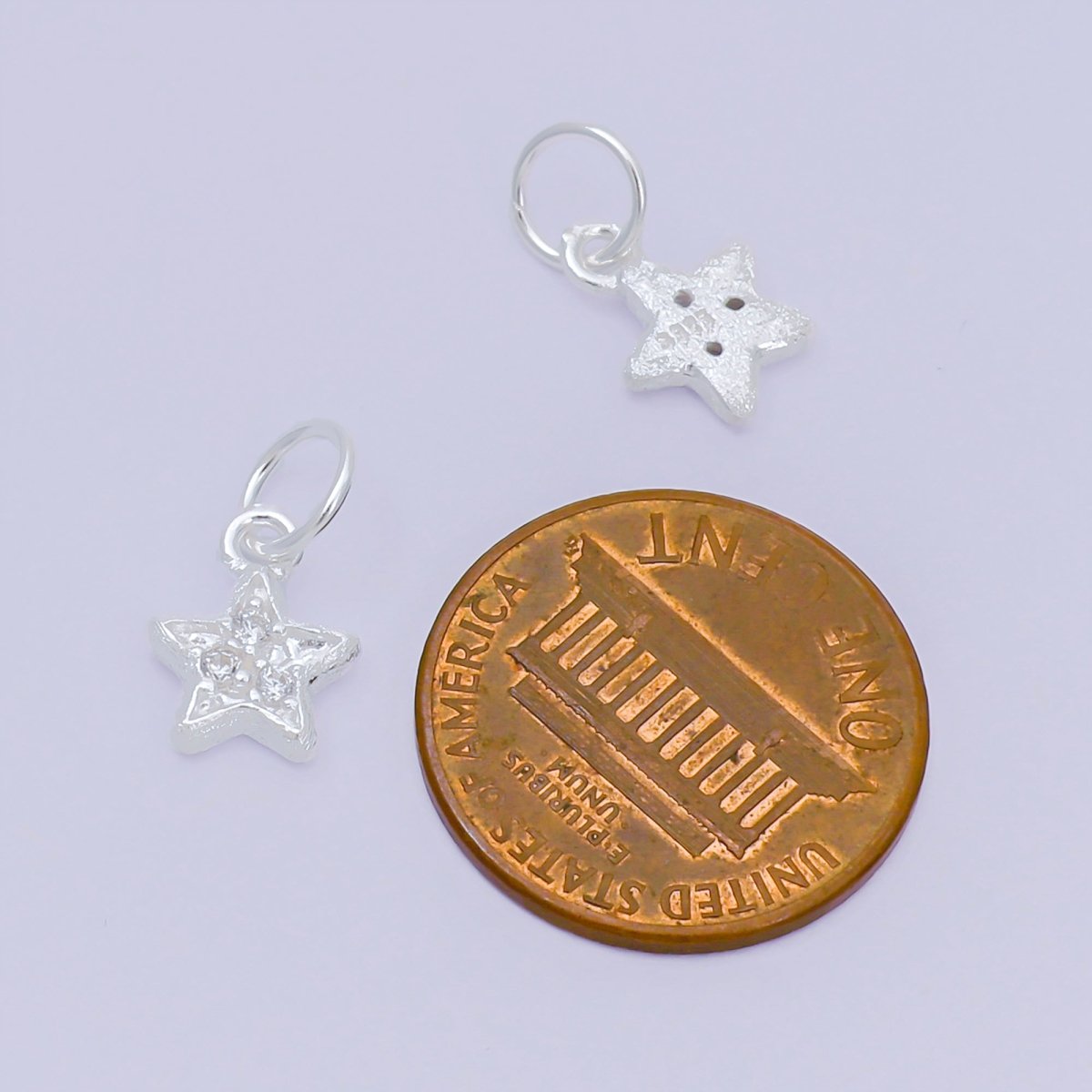 S925 Sterling Silver 10mm Micro Paved CZ Sparkle Little Star Dainty Charm | SL - 679 - DLUXCA
