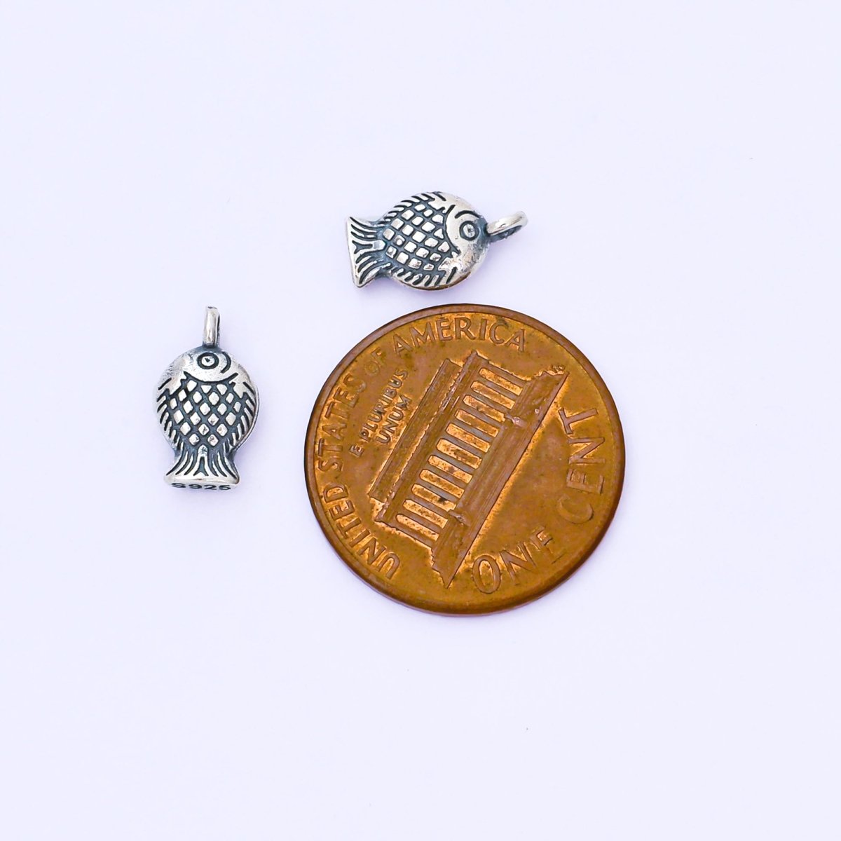 S925 Sterling Silver 11mm Gold Fish Oxidized Drop Charm | SL - 691 - DLUXCA