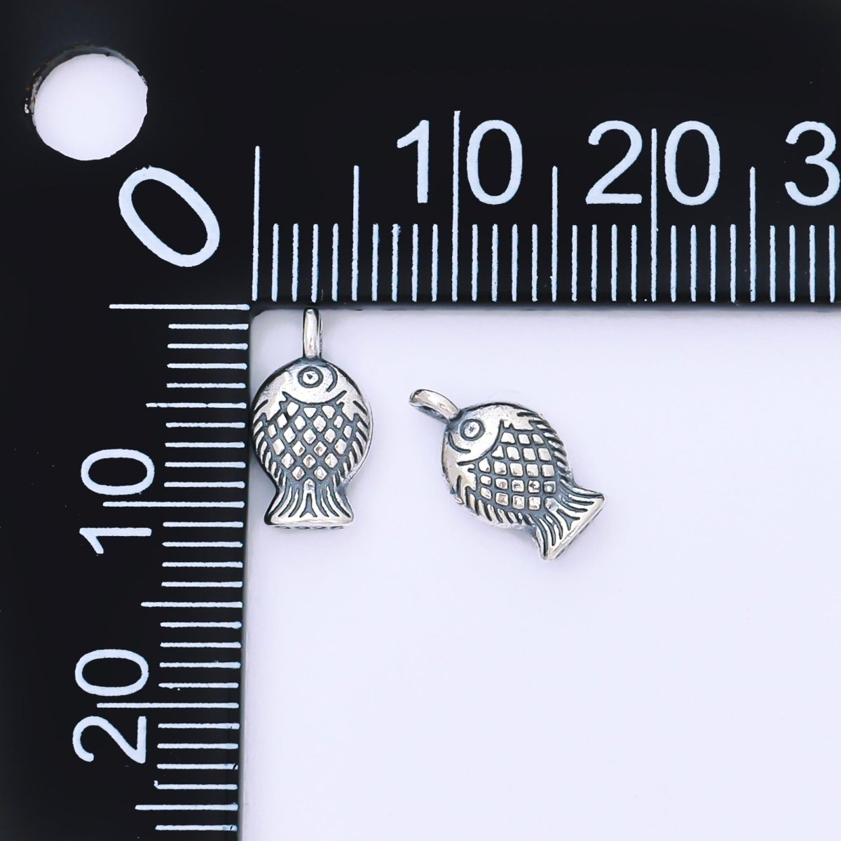 S925 Sterling Silver 11mm Gold Fish Oxidized Drop Charm | SL - 691 - DLUXCA