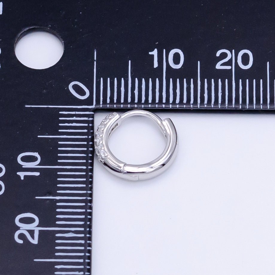 S925 Sterling Silver 12mm Micro Paved CZ Huggie Earrings | SL-493 - DLUXCA