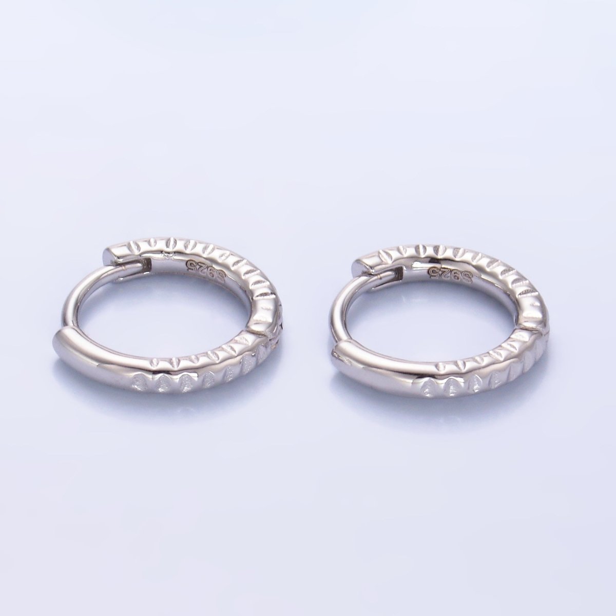 S925 Sterling Silver 13mm Edged Cartilage Huggie Earrings | SL - 595 - DLUXCA