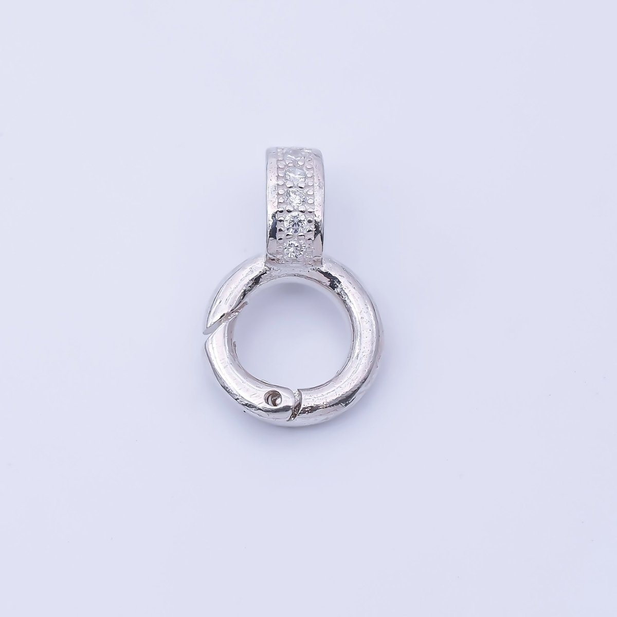 S925 Sterling Silver 14mm Micro Paved CZ Push Gate Circular 8 Geometric Enhancers Finding | SL - 700 - DLUXCA